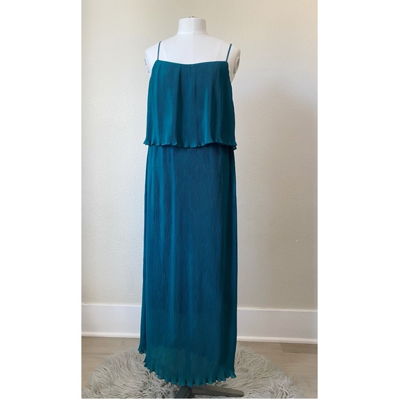M&S Collection 12 UK Teal Pleated Tier Long Dress - Picture 1 of 5